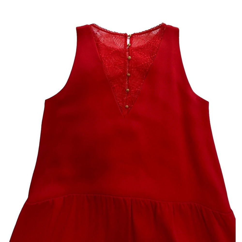 Sézane Red Lace Back Dress Quiet Luxury French Chic Coquette Elegant 36 Sm - Picture 10 of 16